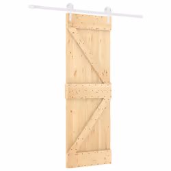 Porta Scorrevole con Set Hardware 70x210 cm Legno Massello Pinocod mxl 70186 - Vista aggiuntiva 2
