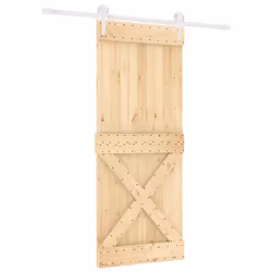 Porta Scorrevole con Set Hardware 90x210 cm Legno Massello Pinocod mxl 70189 - Vista aggiuntiva 2