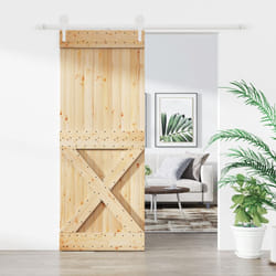 Porta Scorrevole con Set Hardware 90x210 cm Legno Massello Pinocod mxl 93661