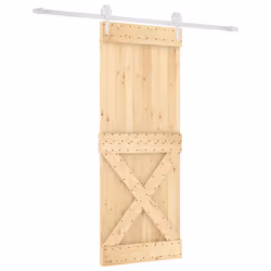 Porta Scorrevole con Set Hardware 90x210 cm Legno Massello Pinocod mxl 93661 - Vista aggiuntiva 2