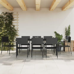 Vidaxl - Set da Pranzo da Giardino 9 pz Nero in Polyrattan e Acciaio