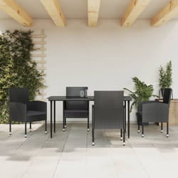 Set da Pranzo da Giardino 5 pz Nero in Polyrattan e Acciaiocod mxl 77131