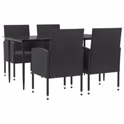 Set da Pranzo da Giardino 5 pz Nero in Polyrattan e Acciaiocod mxl 77131 - Vista aggiuntiva 2