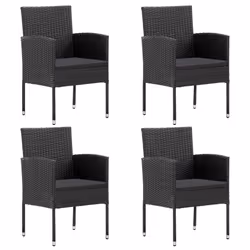 Set da Pranzo da Giardino 5 pz Nero in Polyrattan e Acciaiocod mxl 77131 - Vista aggiuntiva 3