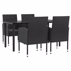 Set da Pranzo da Giardino 5 pz Nero in Polyrattan e Acciaiocod mxl 101089 - Vista aggiuntiva 2