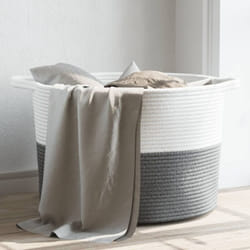 Vidaxl - Cesto per Biancheria Grigio e Bianco Ø55x36 cm in Cotone