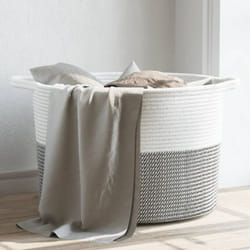 Vidaxl - Cesto per Biancheria Grigio e Bianco Ø55x36 cm in Cotone