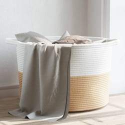 Vidaxl - Cesto per Biancheria Beige e Bianco Ø55x36 cm in Cotone 92126