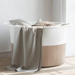 Vidaxl - Cesto per Biancheria Marrone e Bianco Ø55x36 cm in Cotone 45625