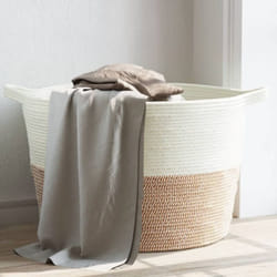 Vidaxl - Cesto per Biancheria Marrone e Bianco Ø60x36 cm in Cotone