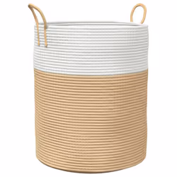 Cestino Portaoggetti Beige e Bianco Ø38x46 cm in Cotonecod mxl 132629 - Vista aggiuntiva 2