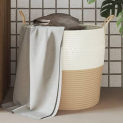 Vidaxl - Cestino Portaoggetti Beige e Bianco Ø43x38 cm in Cotone 57800