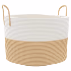 Cestino Portaoggetti Beige e Bianco Ø51x33 cm in Cotonecod mxl 84710 - Vista aggiuntiva 2
