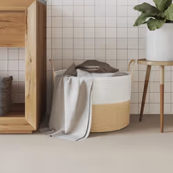 Cestino Portaoggetti Beige e Bianco Ø51x33 cm in Cotonecod mxl 84710 - Vista aggiuntiva 3