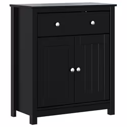vidaXL Mobile da Bagno BERG Nero 69,5x34x80 cm Legno Massello di Pino - Vista aggiuntiva 2