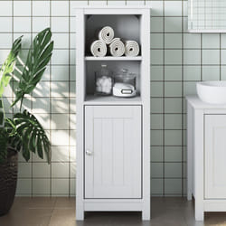 vidaXL Mobile da Bagno BERG Bianco 40x34x110 cm Legno Massello di Pino