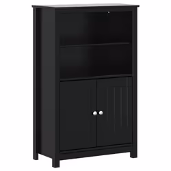 vidaXL Mobile da Bagno BERG Nero 69,5x34x110 cm Legno Massello di Pino - Vista aggiuntiva 2
