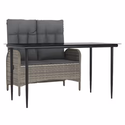 Set da Pranzo da Giardino 2 pz con Cuscini in Polyrattan Grigiocod mxl 77094 - Vista aggiuntiva 2