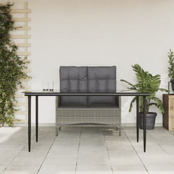 Set da Pranzo da Giardino 2 pz con Cuscini in Polyrattan Grigiocod mxl 101063