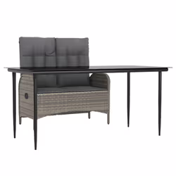 Set da Pranzo da Giardino 2 pz con Cuscini in Polyrattan Grigiocod mxl 101063 - Vista aggiuntiva 2
