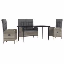 Set da Pranzo da Giardino 4 pz con Cuscini in Polyrattan Grigiocod mxl 77132 - Vista aggiuntiva 2