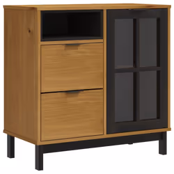 Credenza con Anta in Vetro FLAM 80x40x80 cm Massello di Pinocod mxl 103133 - Vista aggiuntiva 2