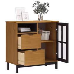 Credenza con Anta in Vetro FLAM 80x40x80 cm Massello di Pinocod mxl 103133 - Vista aggiuntiva 3
