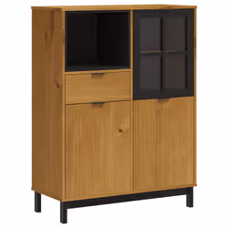 vidaXL Credenza con Anta in Vetro FLAM 92x40x122,5 cm in Legno di Pino - Vista aggiuntiva 2