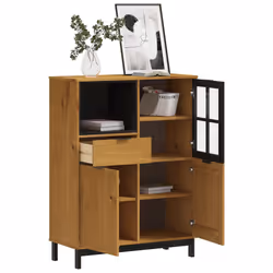 vidaXL Credenza con Anta in Vetro FLAM 92x40x122,5 cm in Legno di Pino - Vista aggiuntiva 3