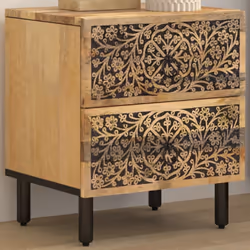 Questo comodino dal design elegante è un'aggiunta senza tempo al vostro arredamento. Legno massello di mango: Il legno massel ...