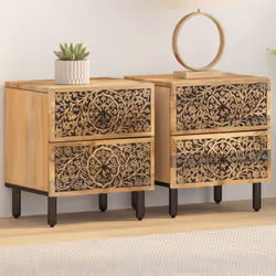 Questi comodini dal design elegante sono un'aggiunta senza tempo al vostro arredamento. Legno massello di mango: Il legno mas ...