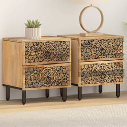 Vidaxl - Comodini 2pz 40x33x46 cm in Legno Massello di Mango 95088