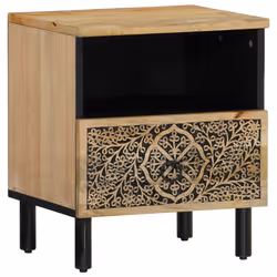 Comodino 40x33x46 cm in Legno Massello di Mangocod mxl 112229 - Vista aggiuntiva 2