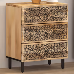Questo comodino dal design elegante è un'aggiunta senza tempo al vostro arredamento. Legno massello di mango: Il legno massel ...