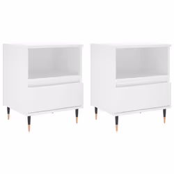 Comodini 2pz Bianchi 40x35x50 cm in Legno Multistratocod mxl 102532 - Vista aggiuntiva 2