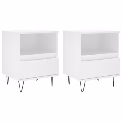 Comodini 2pz Bianchi 40x35x50 cm in Legno Multistratocod mxl 126451 - Vista aggiuntiva 2