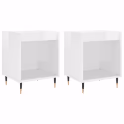 Comodini 2pz Bianco Lucido 40x35x50 cm in Legno Multistratocod mxl 126479 - Vista aggiuntiva 2