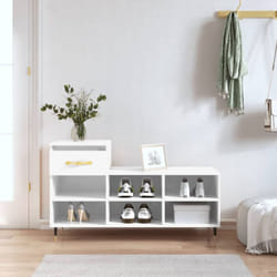 Scarpiera Bianco Lucido 102x36x60 cm in Legno Multistrato vidaXL 65068