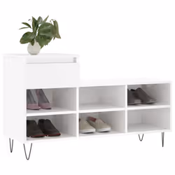 Scarpiera Bianco Lucido 102x36x60 cm in Legno Multistratocod mxl 78840 - Vista aggiuntiva 3