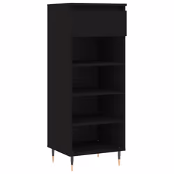 Scarpiera Nera 40x36x105 cm in Legno Multistratocod mxl 126824 - Vista aggiuntiva 2