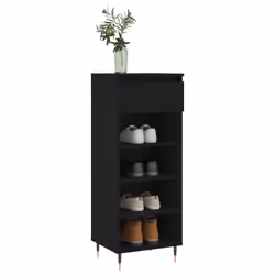 Scarpiera Nera 40x36x105 cm in Legno Multistratocod mxl 126824 - Vista aggiuntiva 3