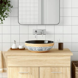 Lavabo da Appoggio Multicolore Rotondo Φ41x14 cm Ceramica Vidaxl 29019