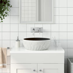 Lavabo da Appoggio Nero e Grigio Rotondo Φ41x14 cm Ceramica Vidaxl 16470
