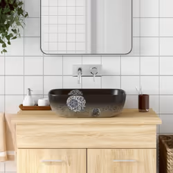 Questo lavabo da appoggio è un complemento elegante e intramontabile per qualsiasi bagno, servizio igienico o toilette. Mater ...