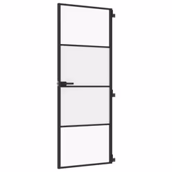 Porta per Interni Nera 76x201,5cm Vetro Temperato e Alluminiocod mxl 107737 - Vista aggiuntiva 2