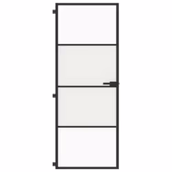 Porta per Interni Nera 76x201,5cm Vetro Temperato e Alluminiocod mxl 107737 - Vista aggiuntiva 3
