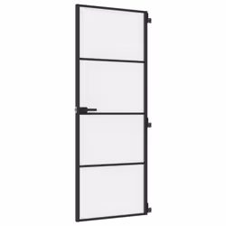 Porta per Interni Nera 76x201,5cm Vetro Temperato e Alluminiocod mxl 83800 - Vista aggiuntiva 2