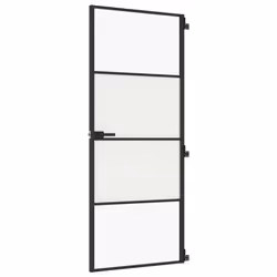 Porta per Interni Nera 83x201,5cm Vetro Temperato e Alluminiocod mxl 131717 - Vista aggiuntiva 2