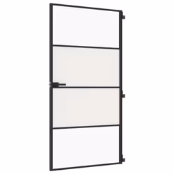 Porta Interni Sottile Nera 102,5x201,5Vetro Temperato Alluminiocod mxl 83802 - Vista aggiuntiva 2