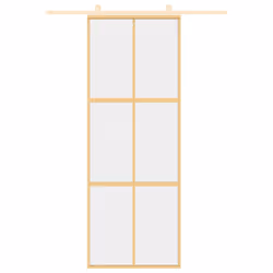 Porta Scorrevole Dorata 76x205 Vetro Trasparente ESG Alluminiocod mxl 107689 - Vista aggiuntiva 3